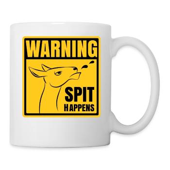Warning - Spit happens | Lustiges Lama-Design - Tasse - Weiß - Rechts