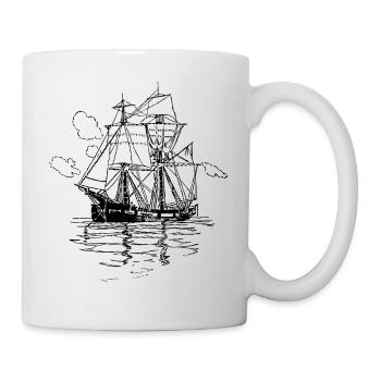 pirate ship boat pirat piratenschiff schiff skull1 - Tasse - Weiß - Rechts