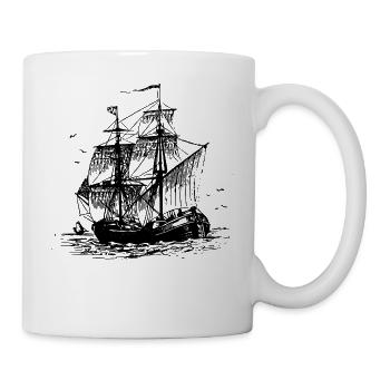 pirate ship boat pirat piratenschiff schiff skull1 - Tasse - Weiß - Rechts
