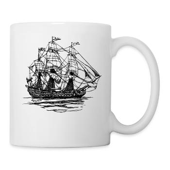 pirate ship boat pirat piratenschiff schiff skull1 - Tasse - Weiß - Rechts