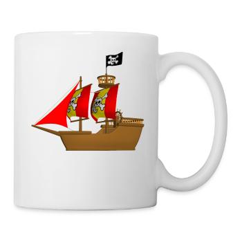 pirate ship boat pirat piratenschiff schiff skull1 - Tasse - Weiß - Rechts