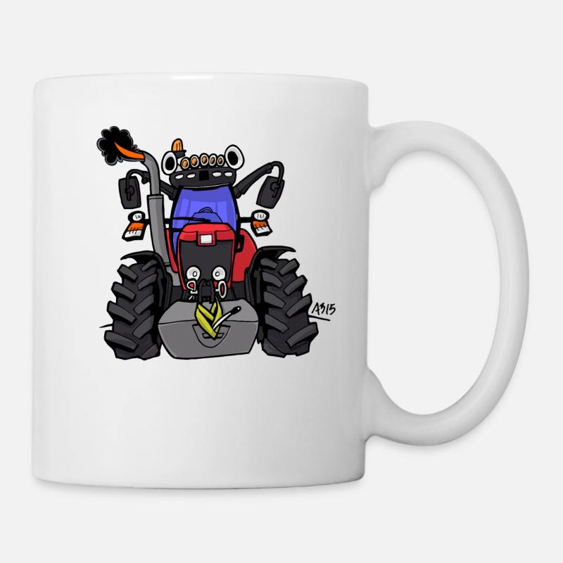 0152 Roter Traktor - Tasse - Weiß