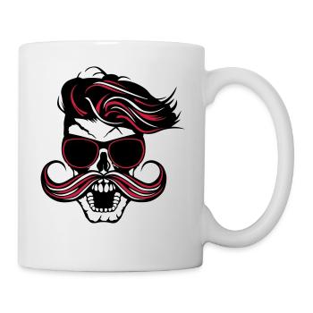 tete de mort hipster fantaisie punk coiffure moust - Tasse - Weiß - Rechts