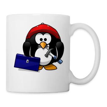 Handwerker Pinguin - Tasse - Weiß - Rechts