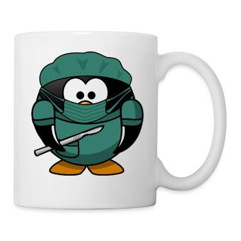 Pinguin Chirurg - Tasse - Weiß - Rechts