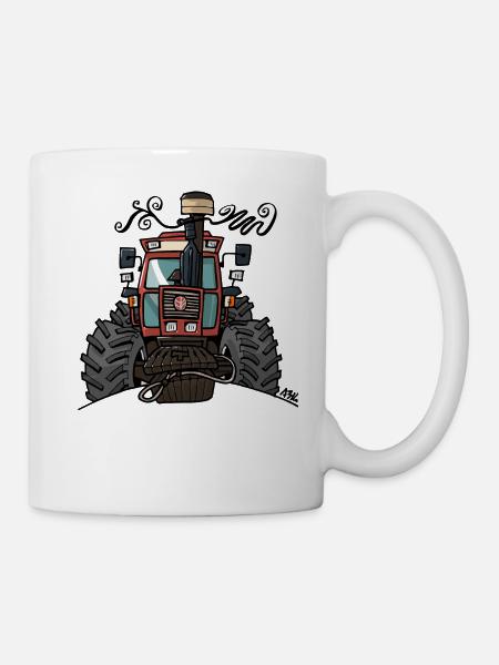 0449 Brown Traktor - Tasse - Weiß
