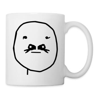 Meme-face with Hand- Hole-Mustache. What??? - Tasse - Weiß - Rechts