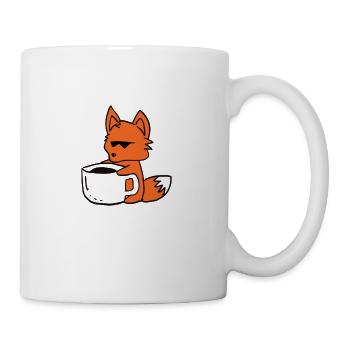 Kaffee Fuchs trinken Morgen müde - Tasse - Weiß - Rechts