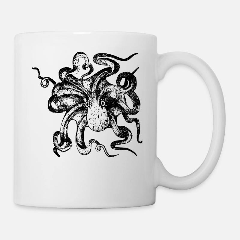 poulpe géant calmar, poulpe, calmar, poissons seiche - Mug blanc - blanc