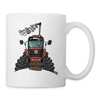 0436 Brown / orange tractor - Mug - white - Right