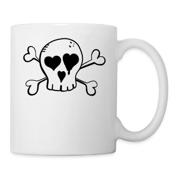 Tête de mort avec coeur - Skull - crâne - squelette - Mug blanc - blanc - Droite