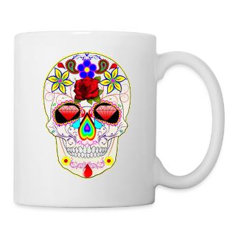 mexikanischer Schädel - Tasse - Weiß - Rechts