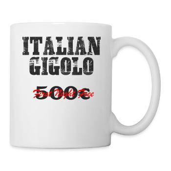 Herren Party Urlaub T-Shirt ITALIAN Gigolo - Tasse - Weiß - Rechts