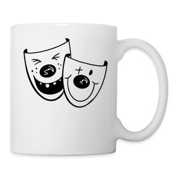 Deux masques de clown drôles - Carnaval - Cadeaux - Mug blanc - blanc - Droite