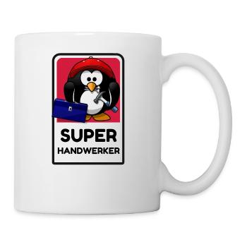 Super Handwerker - lustiger Pingu - Tasse - Weiß - Rechts