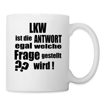 Antwort auf alles LKW - Tasse - Weiß - Rechts