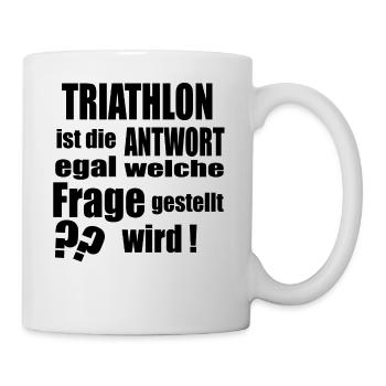 Antwort auf alles TRIATHLON - Tasse - Weiß - Rechts