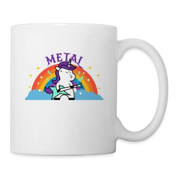 Metal Musik Lustig Regenbogen Einhorn mit Gitarren - Tasse - Weiß - Rechts
