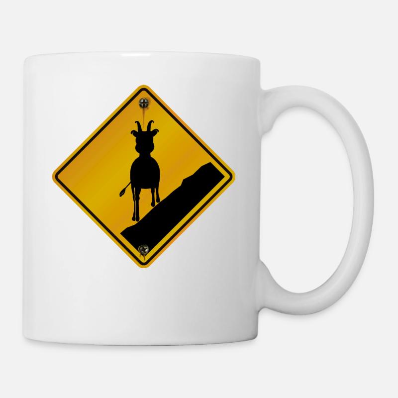 Danger roadsign traversee de dahu - Mug blanc - blanc