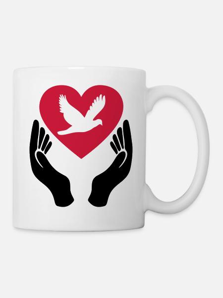 Friedenstaube - Liebe - Pazifist - Tasse - Weiß