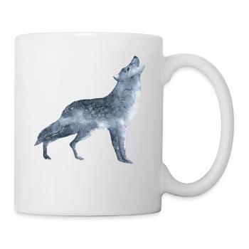 Howling wolf in the moonlight - Mug - white - Right