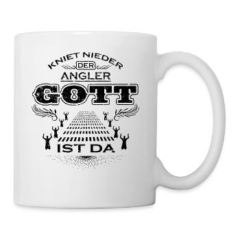 KNIET NIEDER DER GOTT KNEEL GOD Angler - Tasse - Weiß - Rechts