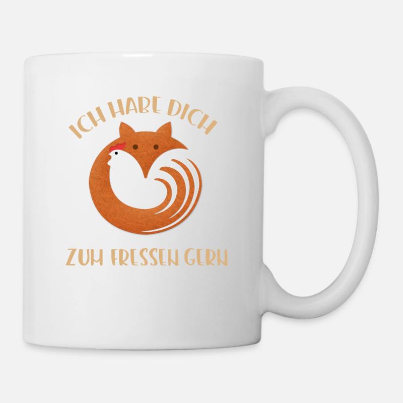 Fuchs, Huhn, Liebe - Tasse - Weiß