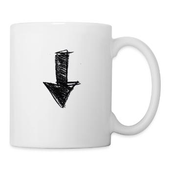 Pfeil gemalt nach unten Geschenkidee Scribble - Tasse - Weiß - Rechts