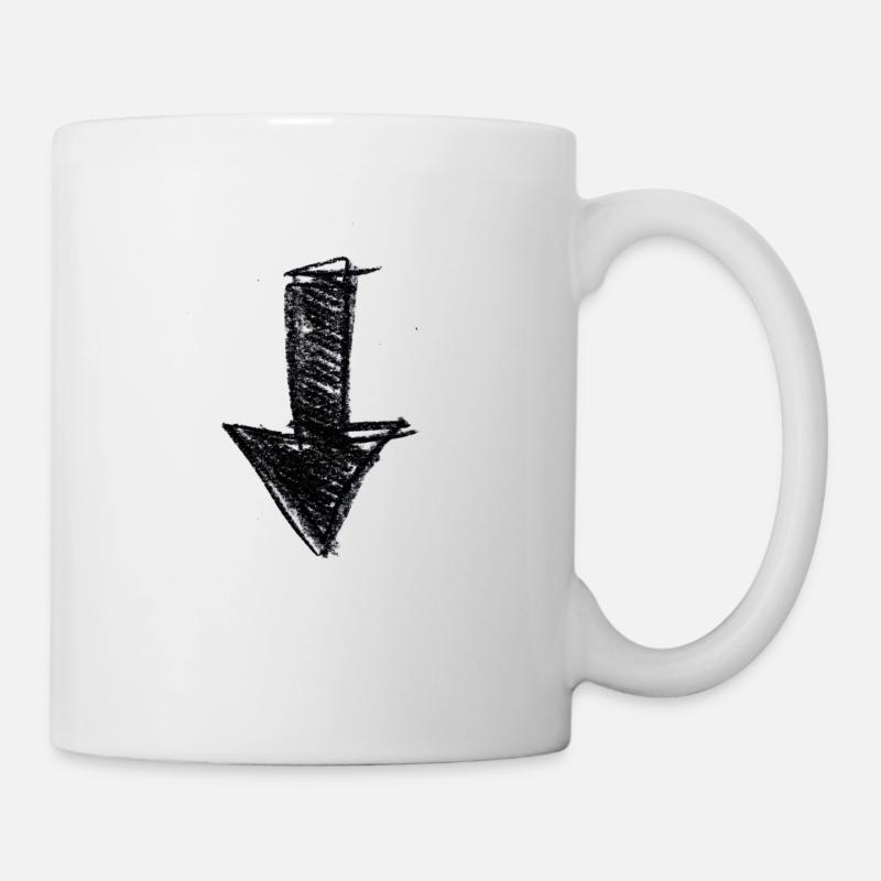Pfeil gemalt nach unten Geschenkidee Scribble - Tasse - Weiß