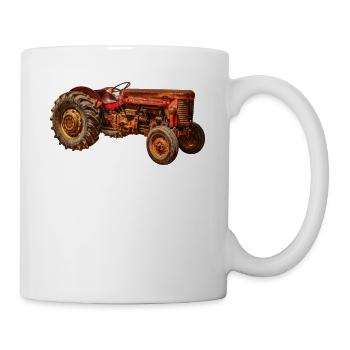 roter Traktor Oldtimer - Tasse - Weiß - Rechts