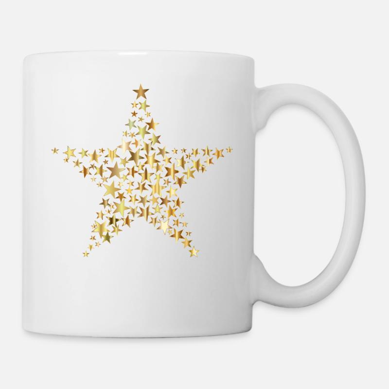 golden star filled with small stars - Mug - white