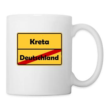 Auswandern nach Kreta! Ortsschild Desing. - Tasse - Weiß - Rechts
