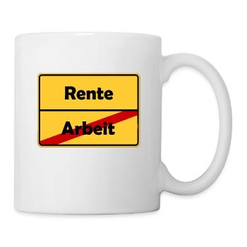 Glückwunsch zur Rente! Schluss mit Arbeit! - Tasse - Weiß - Rechts