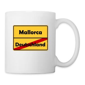 Auswandern nach Mallorca! Ortsschild Desing. - Tasse - Weiß - Rechts
