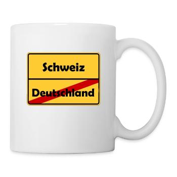 Schweiz Auswandern! Im Ortsschild Desing! - Tasse - Weiß - Rechts