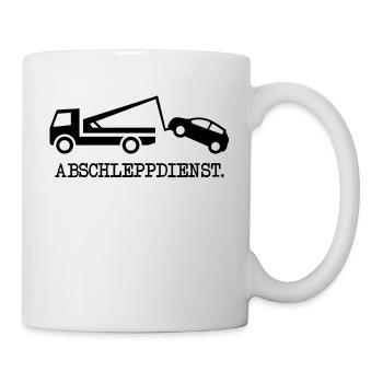 Abschleppdienst Abschleppen Flirten Party Gag LOL - Tasse - Weiß - Rechts