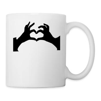 Hände Herz liebe treue Geschenk Partner Zusammen - Tasse - Weiß - Rechts