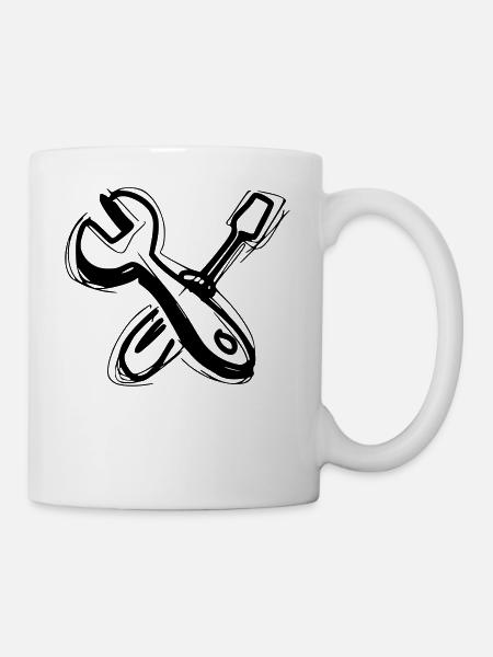 Clé à molette et à la clé à molette - Mug blanc - blanc