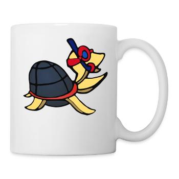 Schildkröte mit Taucherbrille und Schnorchel - Tasse - Weiß - Rechts