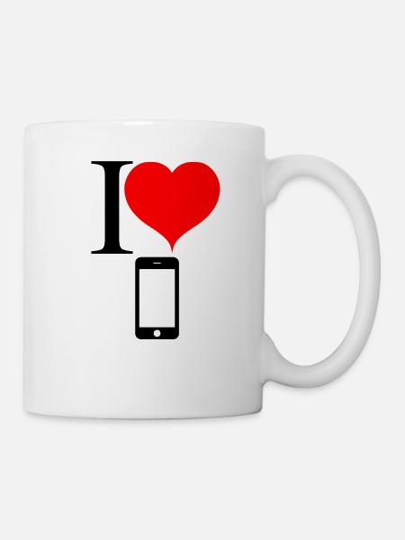 J'adore téléphone mobile et smartphone - Mug blanc - blanc