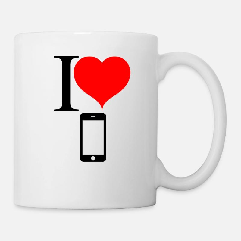 J'adore téléphone mobile et smartphone - Mug blanc - blanc