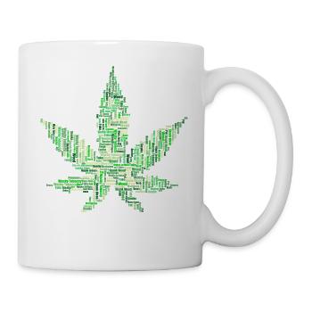 Hanfblatt Schriftzug Geschenk Geschenkidee - Tasse - Weiß - Rechts