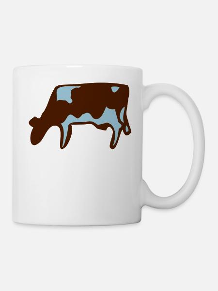 Kuh Geschenk Idee Bauer Bauernhof Tier grasen - Tasse - Weiß