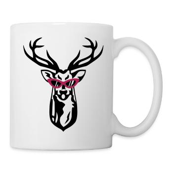 Deer with retro glasses - Mug - white - Right