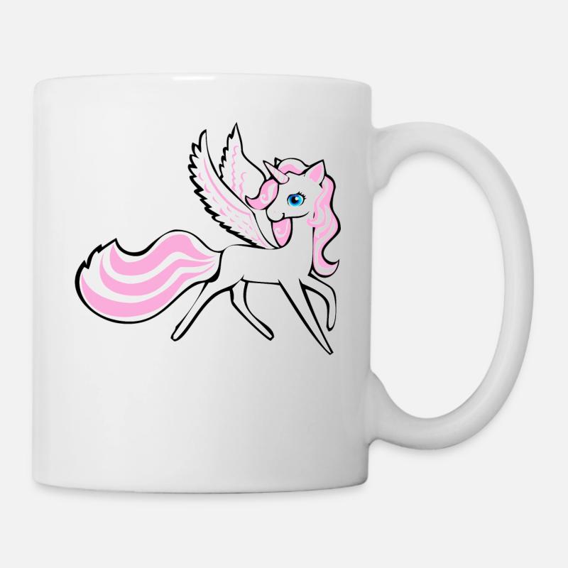 Licorne licorne cheval Pégase - poney avec des ailes - Mug blanc - blanc