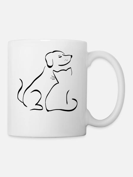 Chien chat amis animaux affectueux cadeau - Mug blanc - blanc