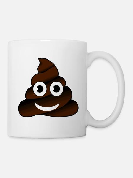Scheisse Scheisshaufen Lachgesicht Geschenkidee - Tasse - Weiß
