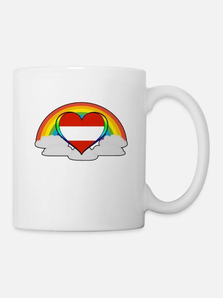 Geschenk Regenbogen Pride Stolz Österreich - Tasse - Weiß