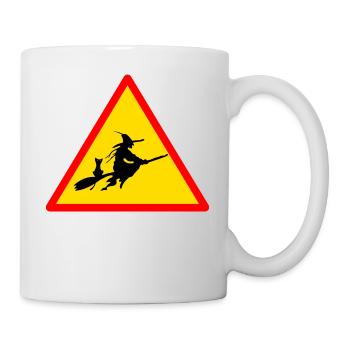 Achtung Vorsicht Hexen Hexe Besen Besenstiel Idee - Tasse - Weiß - Rechts