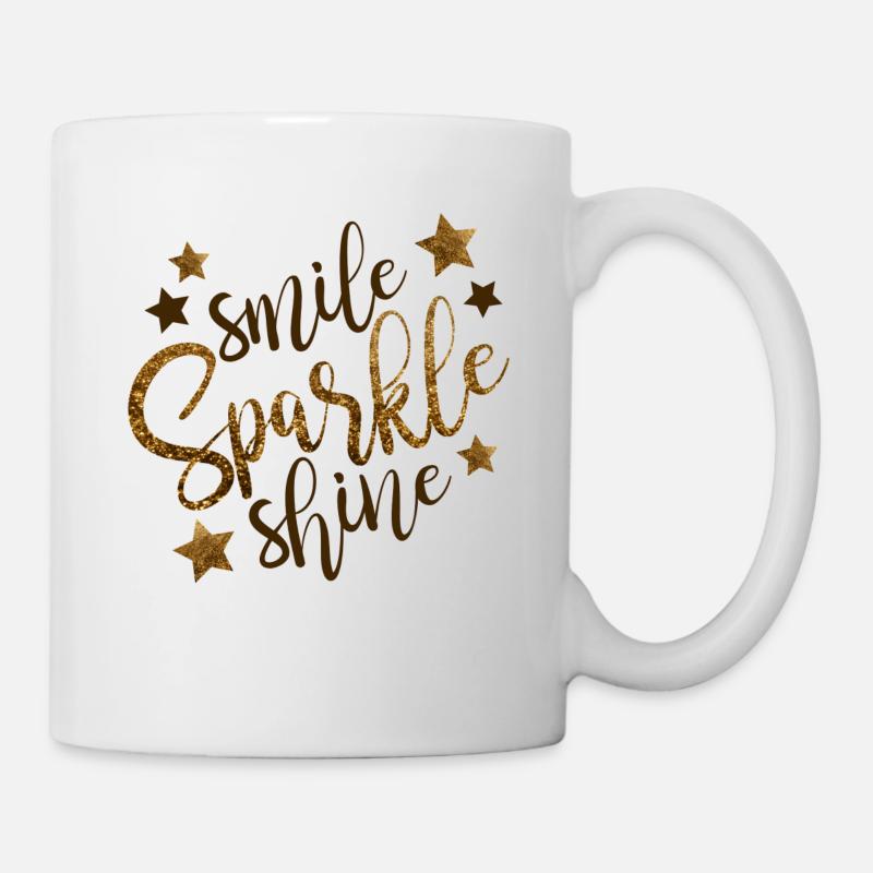 Smile Sparkle Shine! Spruch Blogger Geschenkidee - Tasse - Weiß